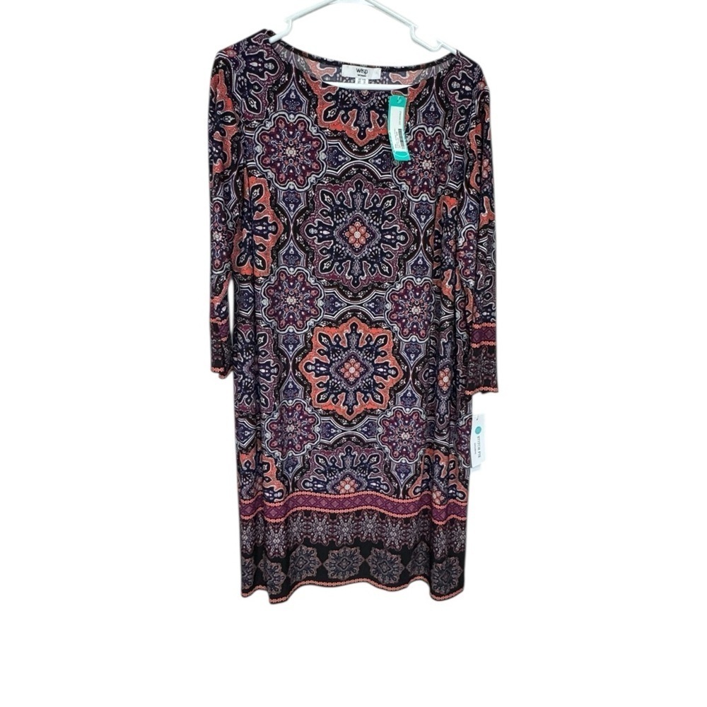 WISP Woman Anaisey Black Purple Medallion Dress 16W NWT